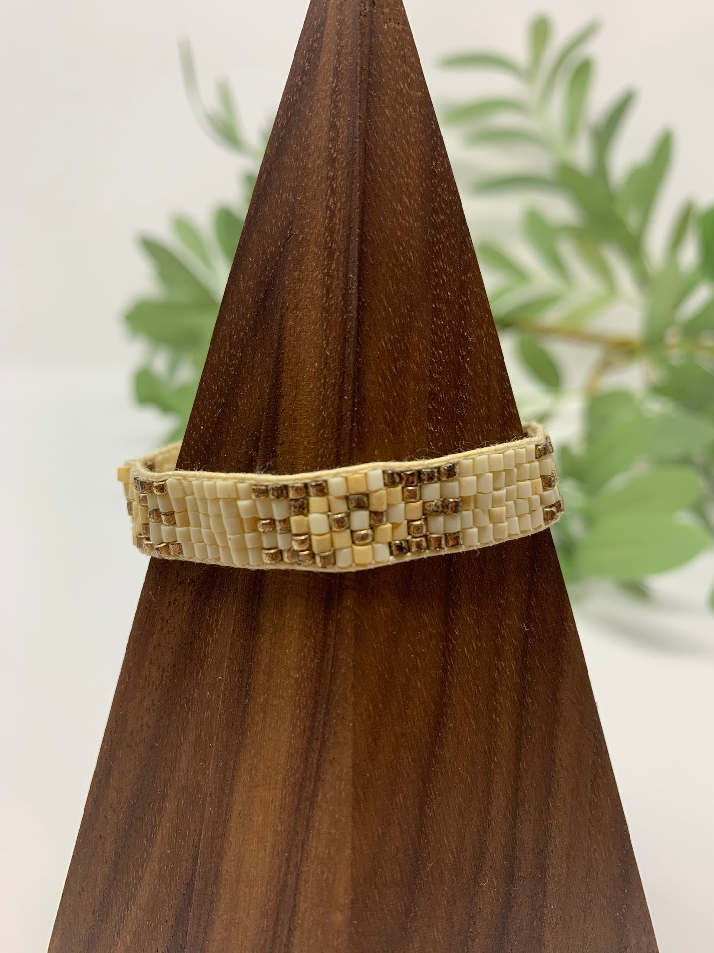white, ivory and gold beads
