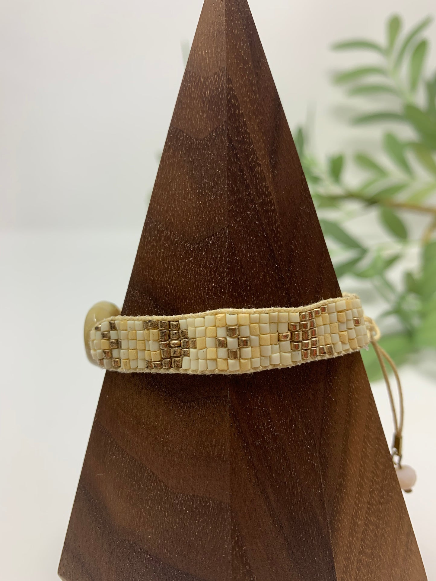 white, ivory and gold seed beads