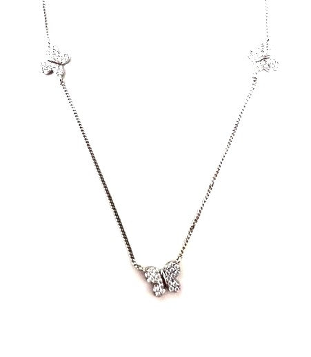 Sterling silver butterfly necklace with cz stones on each butterfly. Gift from dad to daughter, graduation gift, recital gifts, nature gifts,