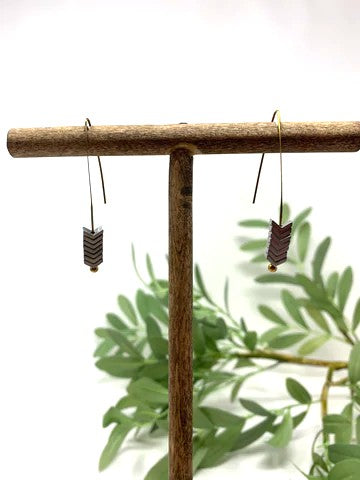 These beauties are made from seven silver tone chevron shapes stacked on a long gold tone french hook earring. They offer a truly unique and sleek look.