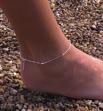 Ava anklet, sterling anklet, silver anklet, sterling silver anklet, chain anklet with accent balls