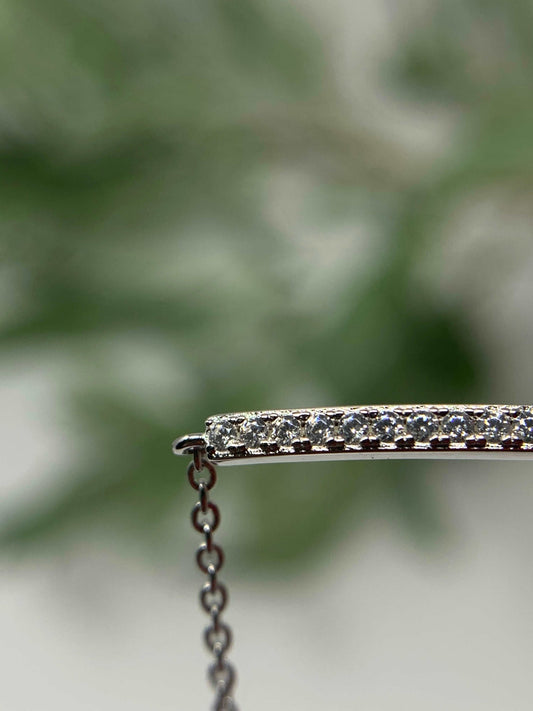 sterling silver bar bracelet, 925 sterling, silver jewelry, cz stones, silver bracelet, sterling bracelet