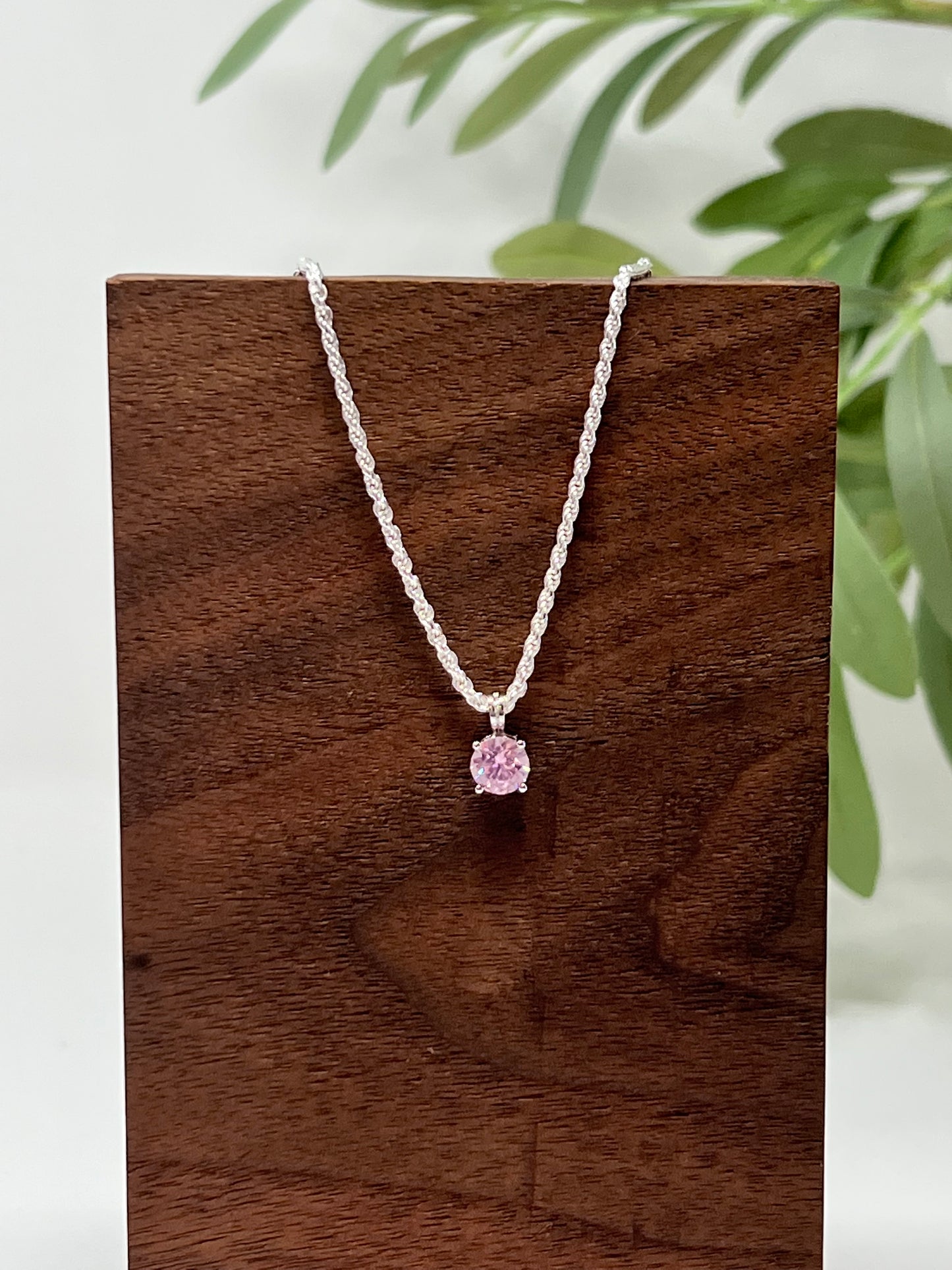 Sterling Silver Rope chain measuring 1.8mm and pink cubic zirconia with a 1.3ct pendant measuring 4.4mm