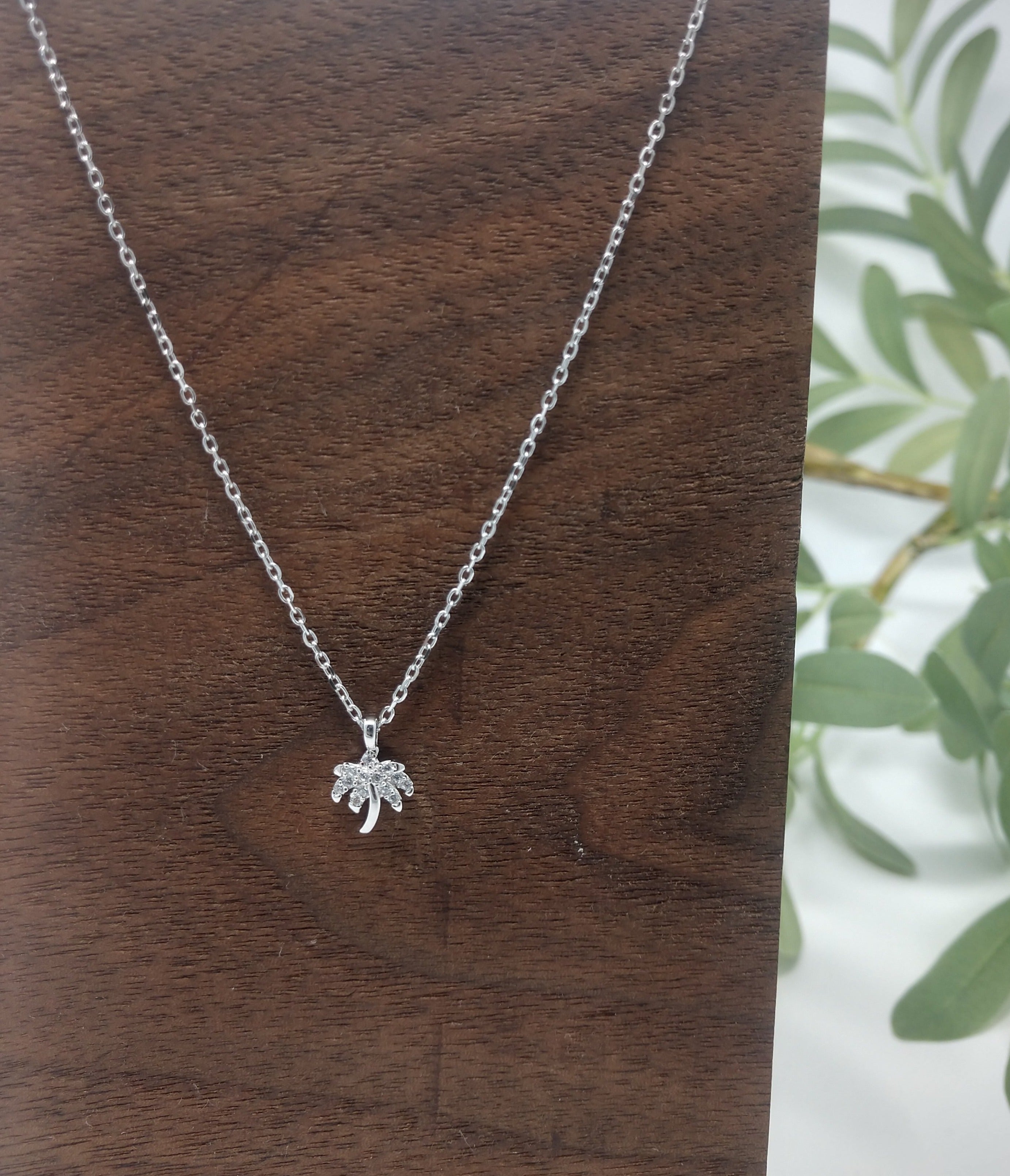 Diamond Palm Tree Necklace Charm – Argent & Asher