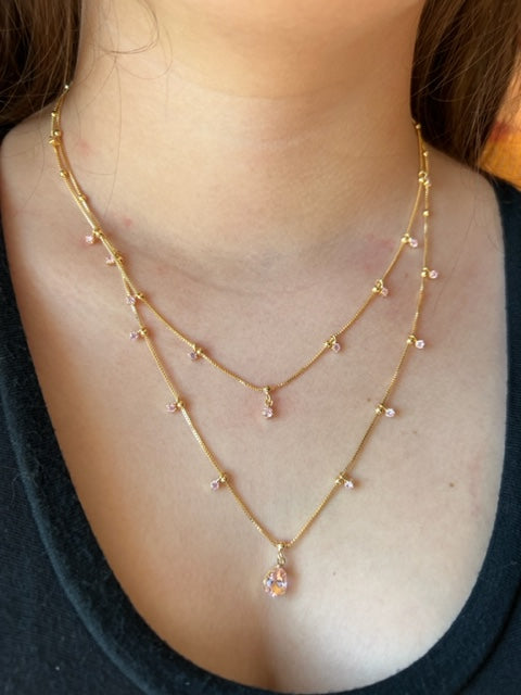 18k gold filled double layer necklace, gold necklace, gold jewelry, 