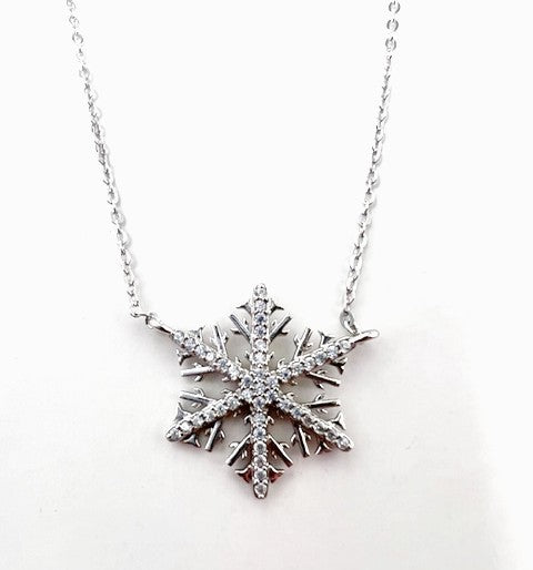  43 cz stones snowflake necklace